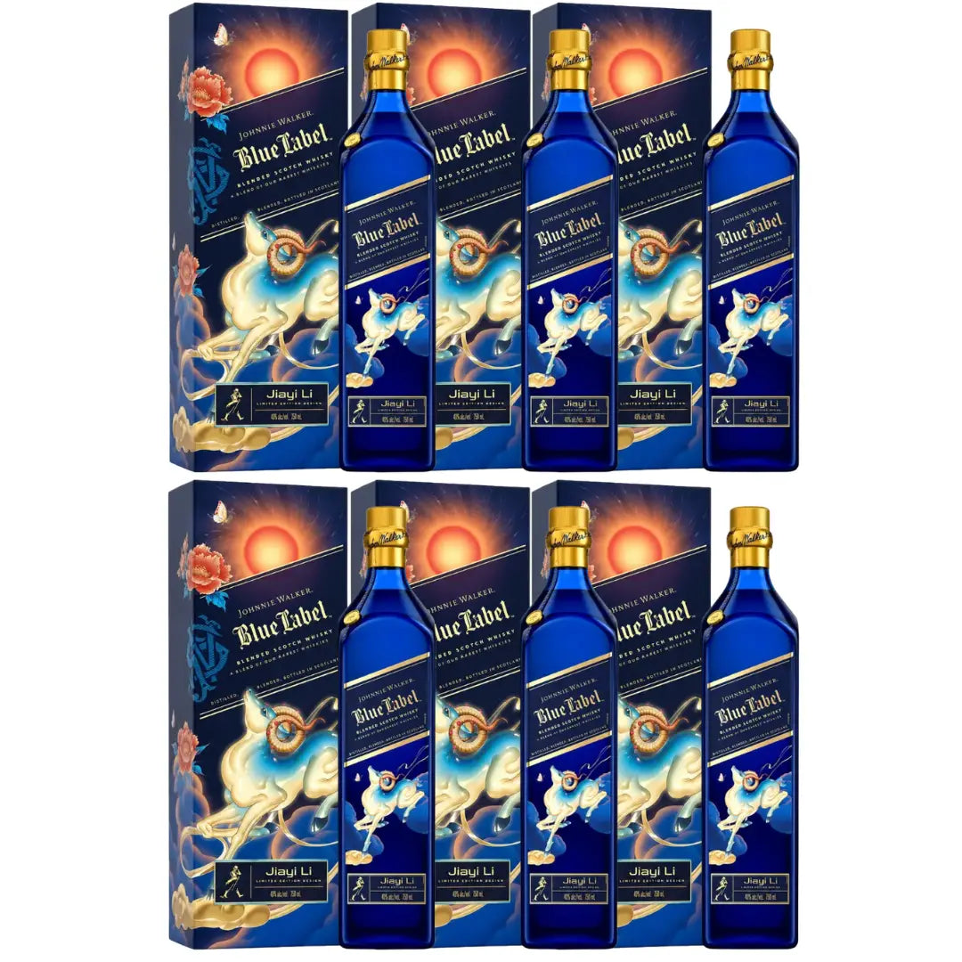 Multi-pack of Johnnie Walker Blue Label whiskey bottles with Lunar New Year gift boxes
