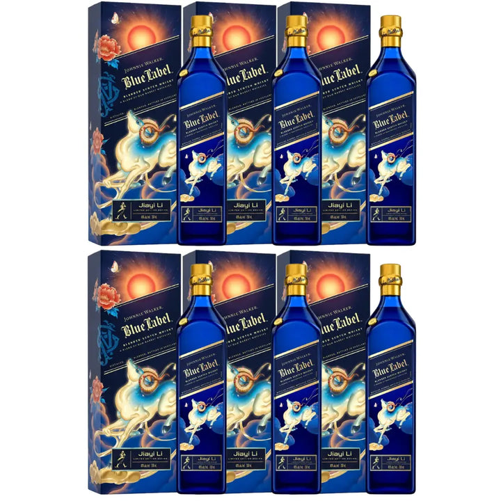 Multi-pack of Johnnie Walker Blue Label whiskey bottles with Lunar New Year gift boxes