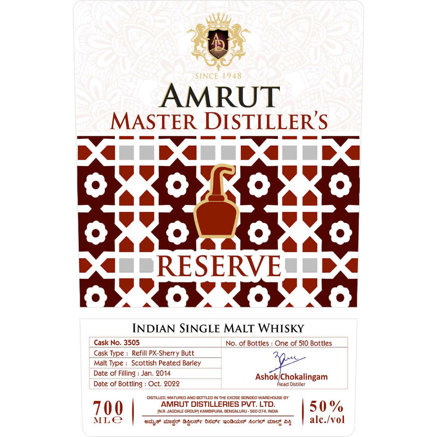 Amrut Master Distiller’s Reserve Indian Single Malt Whisky - Goro's Liquor