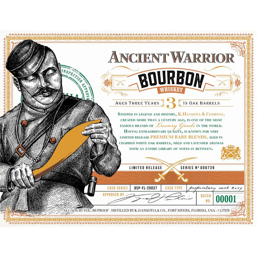 Ancient Warrior 3 Year Old Bourbon 1L - Goro's Liquor