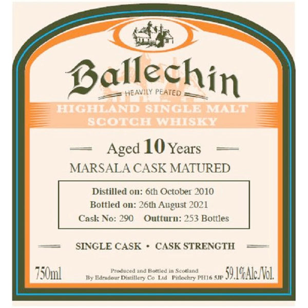 Ballechin Marsala Cask Matured Single Malt Scotch 10 Year Old - Goro's Liquor