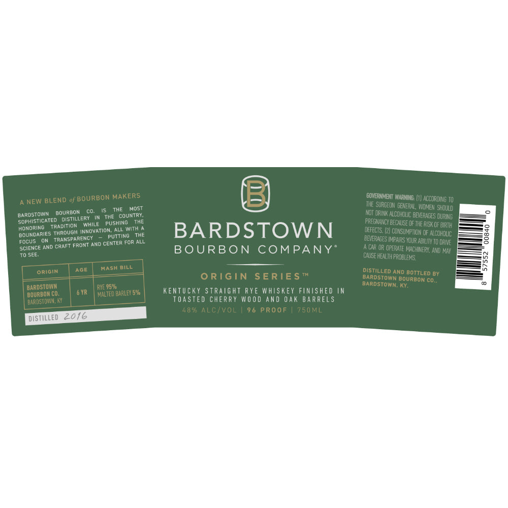 Bardstown Bourbon Origin Series Rye Finished in Toasted Cherry and Oak - Goro's Liquor