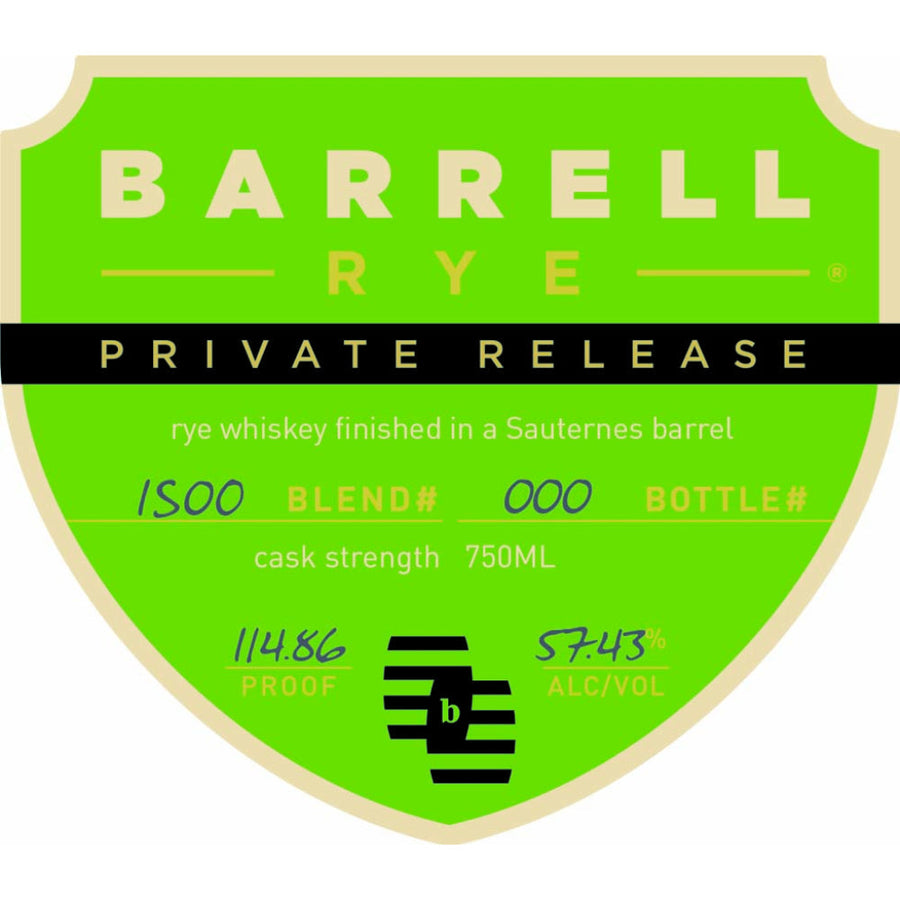 Barrell Rye Private Release Sauternes Barrel Finished - Goro's Liquor