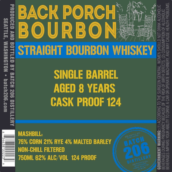 Batch 206 Back Porch 8 Year Old Single Barrel Straight Bourbon - Goro's Liquor