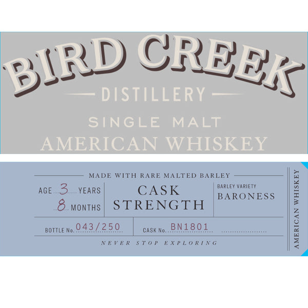 Bird Creek Cask Strength American Single Malt Whiskey - Goro's Liquor