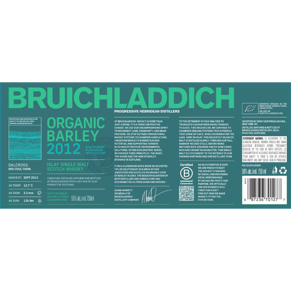 Bruichladdich Organic Barley 2012 - Goro's Liquor