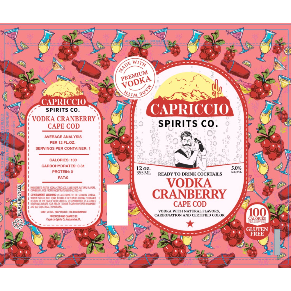 Capriccio Vodka Cranberry Cape Cod Canned Cocktail 6PK - Goro's Liquor