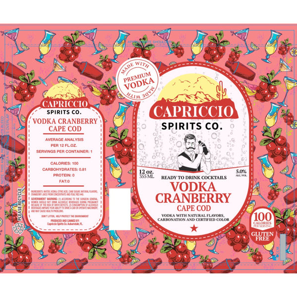 Capriccio Vodka Cranberry Cape Cod Canned Cocktail 6PK - Goro's Liquor