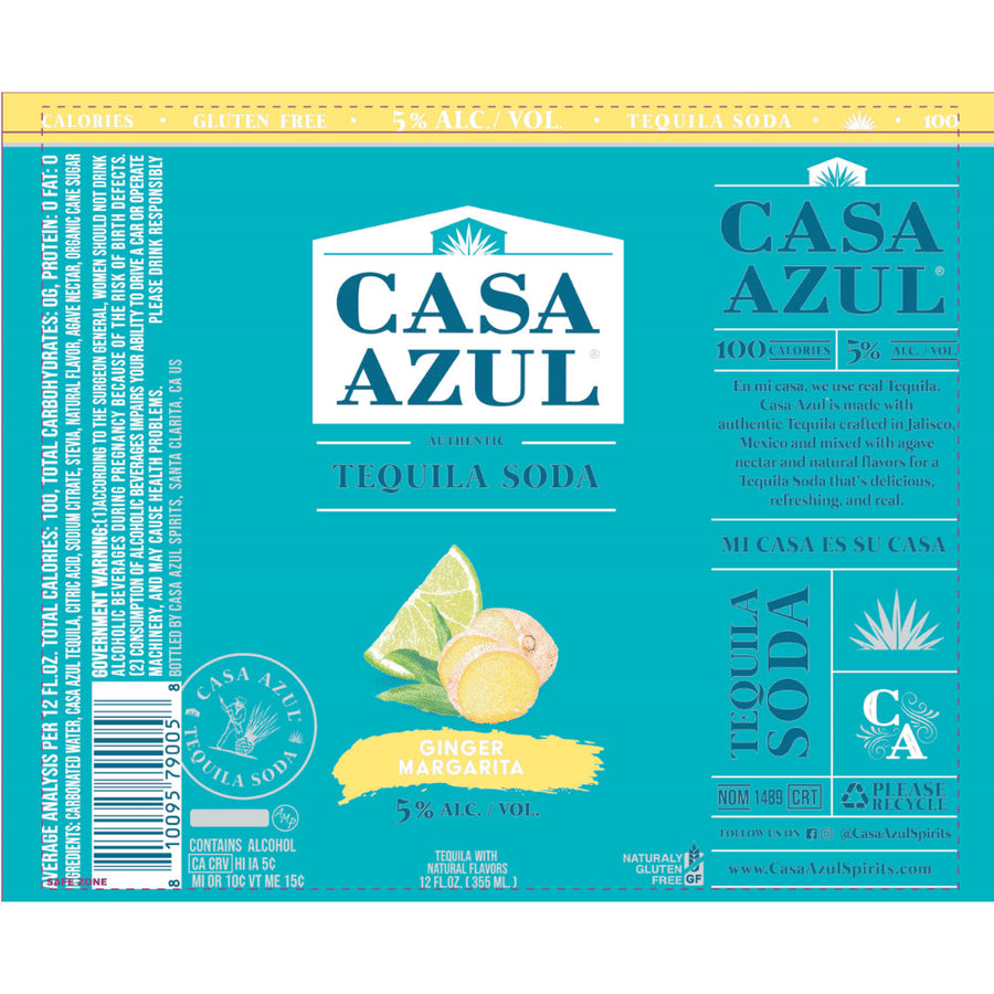 Casa Azul Ginger Margarita Tequila Soda 4pk - Goro's Liquor