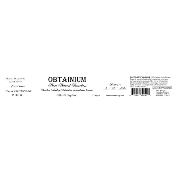 Cat’s Eye Distillery Obtainium 6 Year Beer Barrel Bourbon - Goro's Liquor