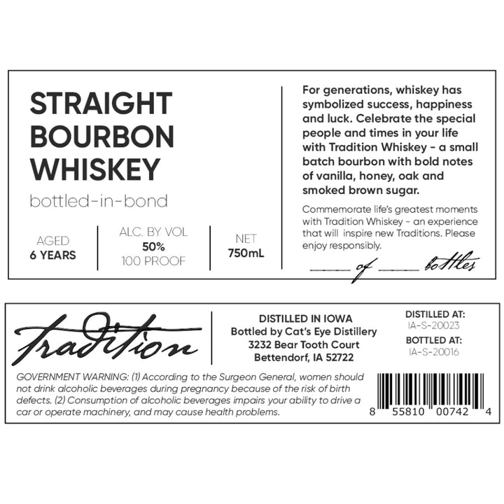 Cat’s Eye Distillery Tradition Bottled in Bond Straight Bourbon - Goro's Liquor