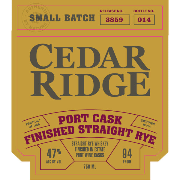 Cedar Ridge Port Cask Finished Straight Rye - Goro's Liquor