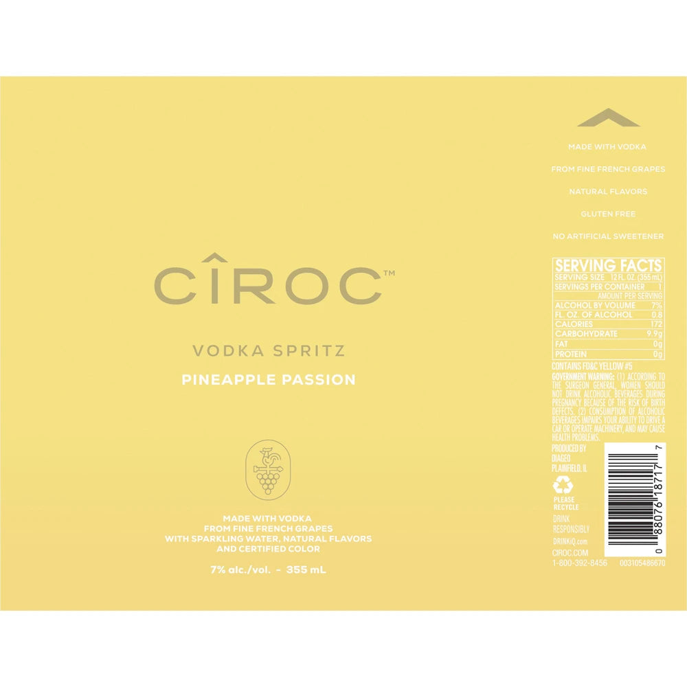 Ciroc Vodka Spritz Pineapple Passion 4PK Cans - Goro's Liquor