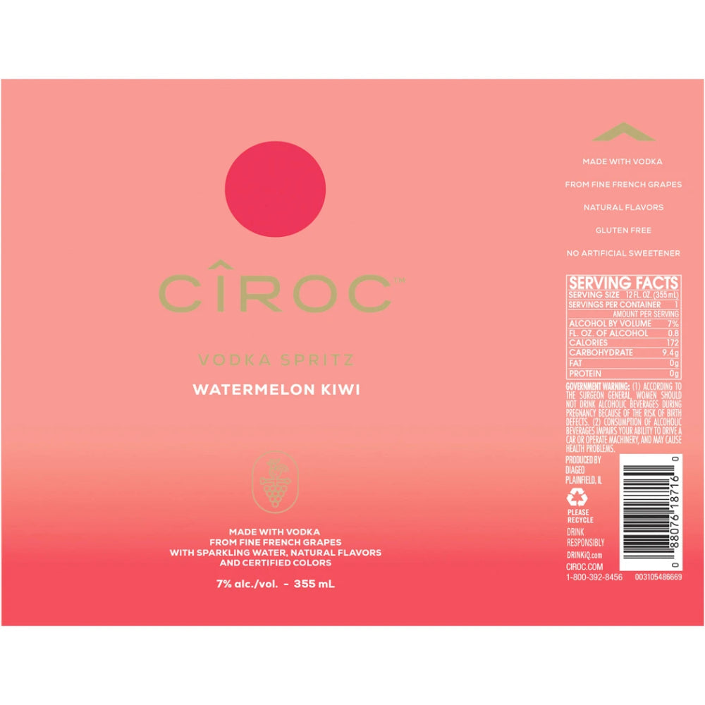 Ciroc Vodka Spritz Watermelon Kiwi 4PK Cans - Goro's Liquor