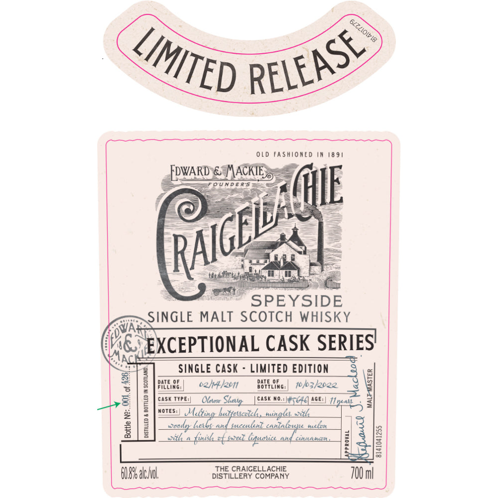 Craigellachie Exceptional Cask Series 11 Year Old 2022 - Goro's Liquor