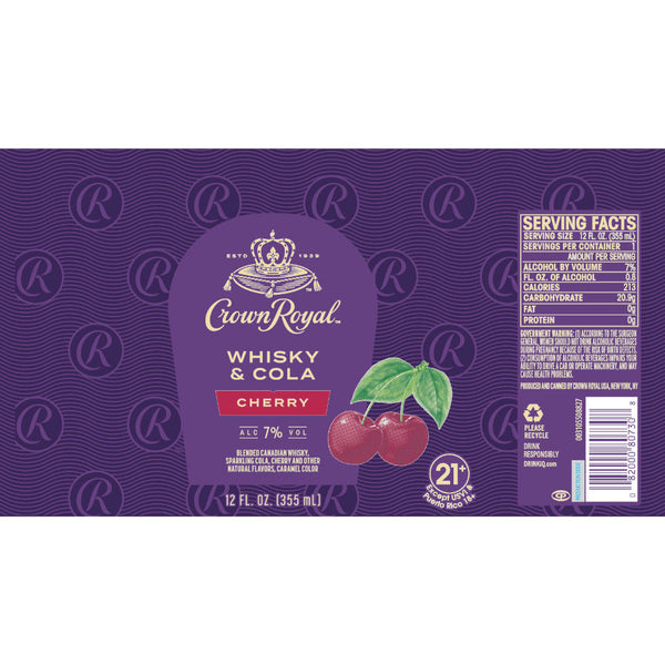 Crown Royal Whisky & Cola Cherry Ready-To-Drink Cocktails Crown Royal   