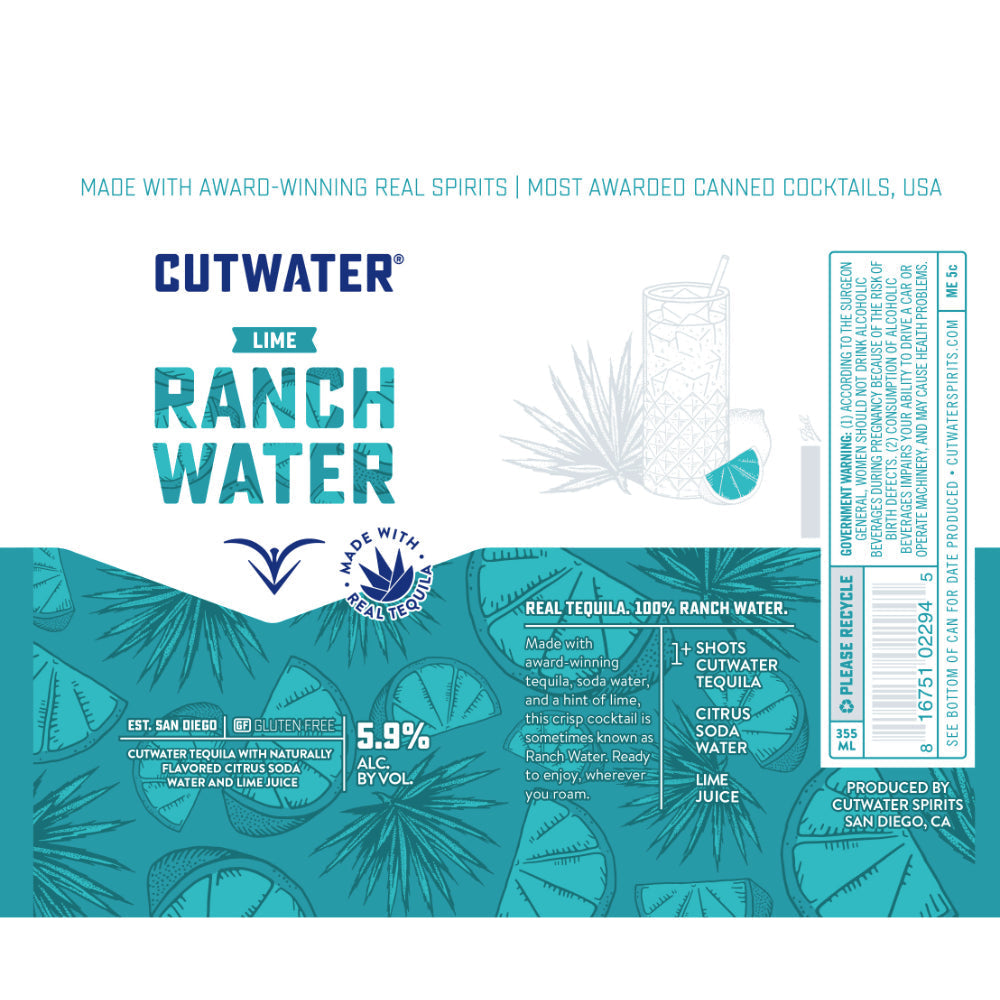 Cutwater Lime Ranch Water 4pk - Goro's Liquor