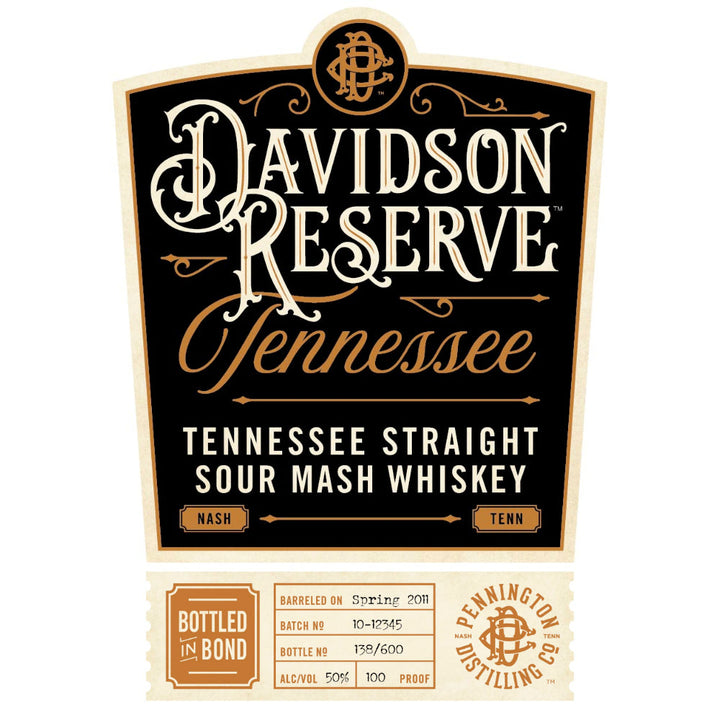 Davidson Reserve Bottled in Bond Straight Sour Mash Whiskey - Goro's Liquor