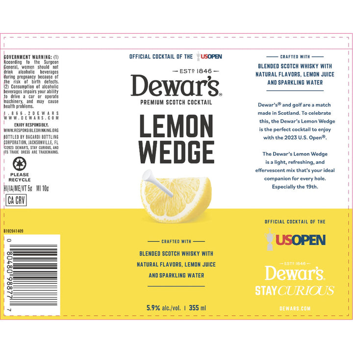 Dewar’s US Open Lemon Wedge Canned Cocktail - Goro's Liquor