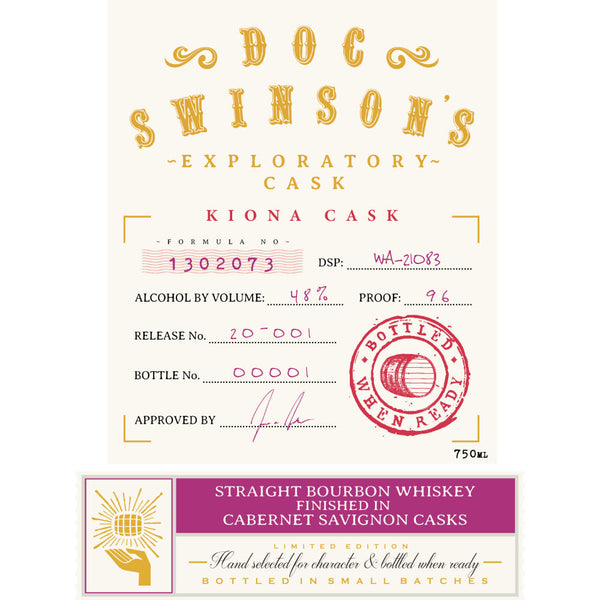 Doc Swinson’s Exploratory Cask Kiona Cask Straight Bourbon - Goro's Liquor