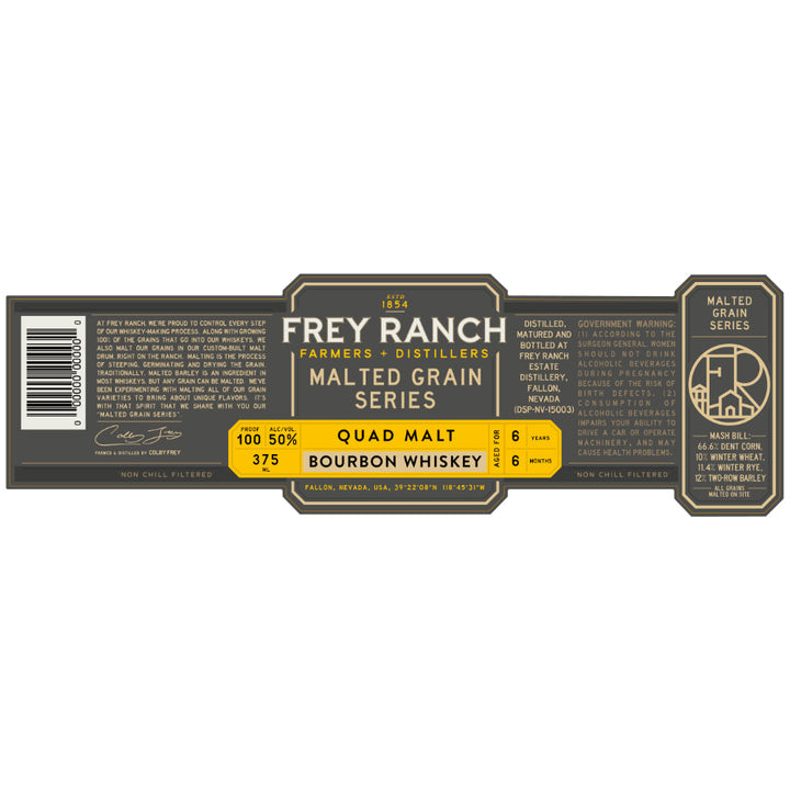 Frey Ranch Malted Grain Series Quad Malt Bourbon Whiskey 375mL - Goro's Liquor