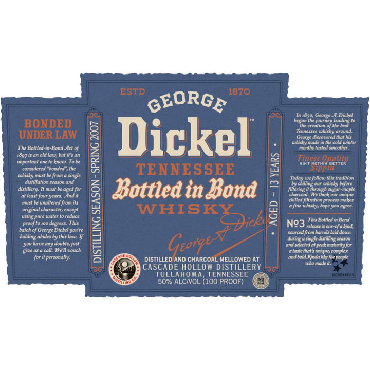 George Dickel Bottled In Bond No. 3 2021 Release - Goro's Liquor