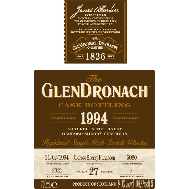 GlenDronach 27 Year Old 1994 Cask #5080 - Goro's Liquor