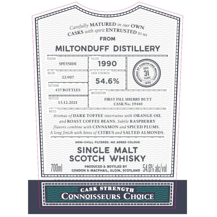 Gordon and Macphail Miltonduff 31 Year Old Connoisseurs Choice - Goro's Liquor