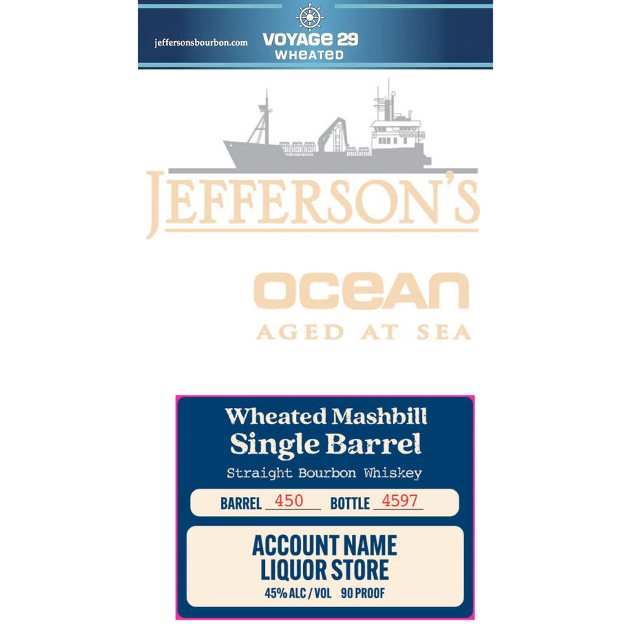 Jefferson’s Ocean Aged at Sea Wheated Mashbill Single Barrel Bourbon Bourbon Jefferson's   