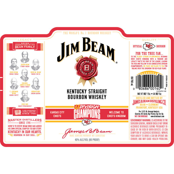 Jim Beam Kansas City Chiefs 6x Division Champions Edition - Goro's Liquor