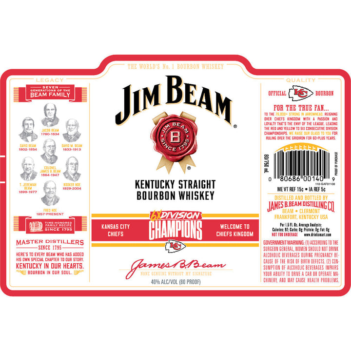 Jim Beam Kansas City Chiefs 6x Division Champions Edition - Goro's Liquor