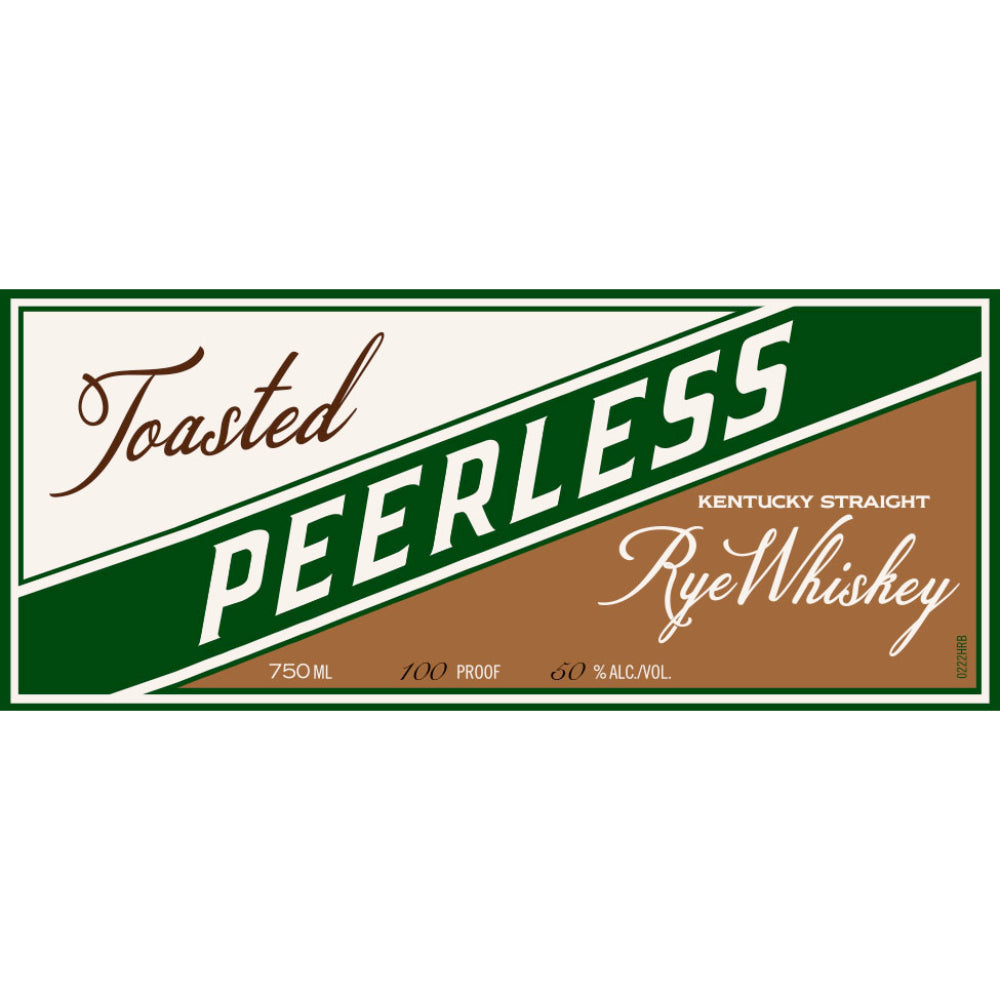 Toasted rye whiskey bottle label, green and tan with volume and ABV text.