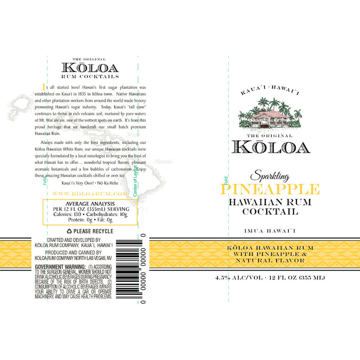 Kōloa Sparkling Pineapple Hawaiian Rum Cocktail 4pk - Goro's Liquor