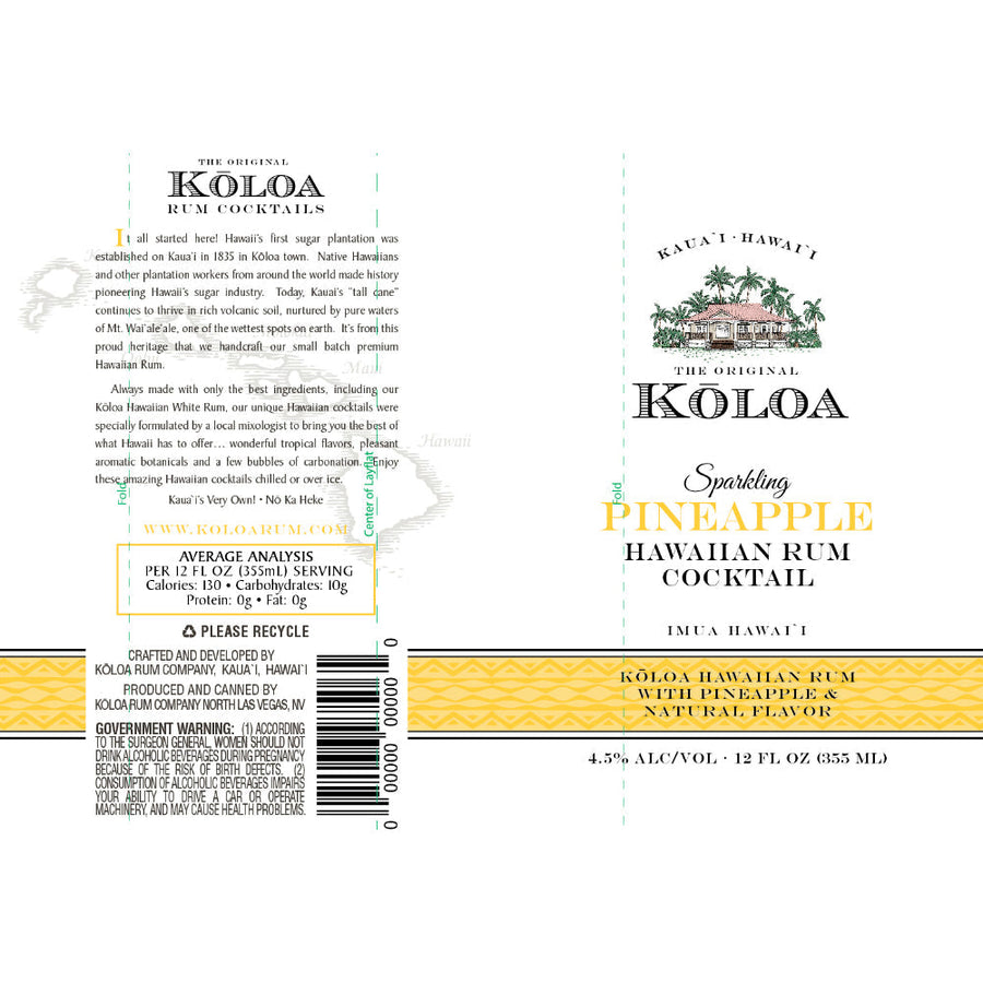 Kōloa Sparkling Pineapple Hawaiian Rum Cocktail 4pk - Goro's Liquor