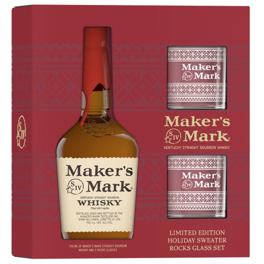 Maker's Mark Limited Edition Holiday Sweater Rocks Glass Set - Goro's Liquor