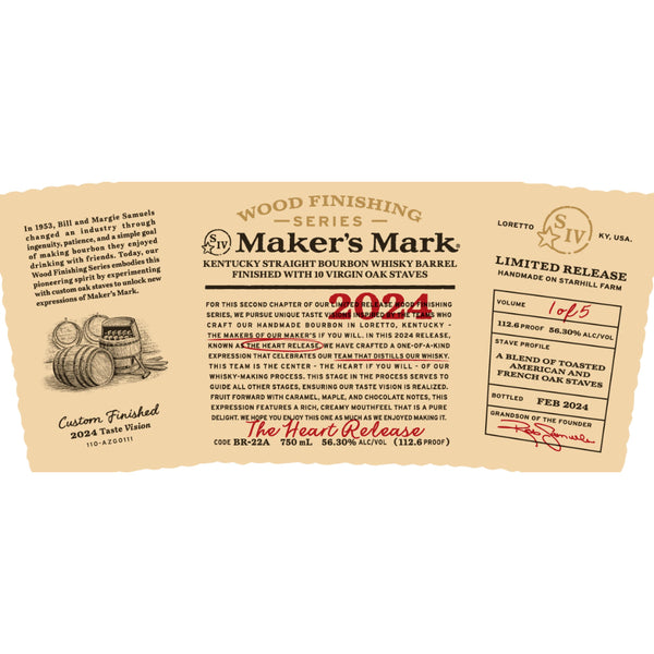 Maker’s Mark Wood Finishing Series 2024 The Heart Release - Goro's Liquor