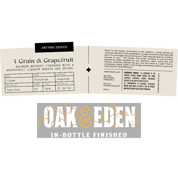 Oak & Eden Anthro Series 4 Grain & Grapefruit Bourbon - Goro's Liquor