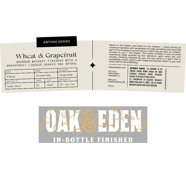 Oak & Eden Anthro Series Wheat & Grapefruit Bourbon - Goro's Liquor