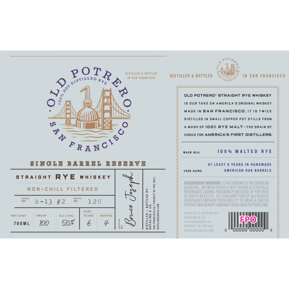 Old Potrero 6 Year Old Single Barrel Reserve Straight Rye - Goro's Liquor