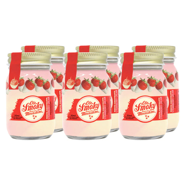 Ole Smoky White Chocolate Strawberry Cream Moonshine 50mL 6pk - Goro's Liquor