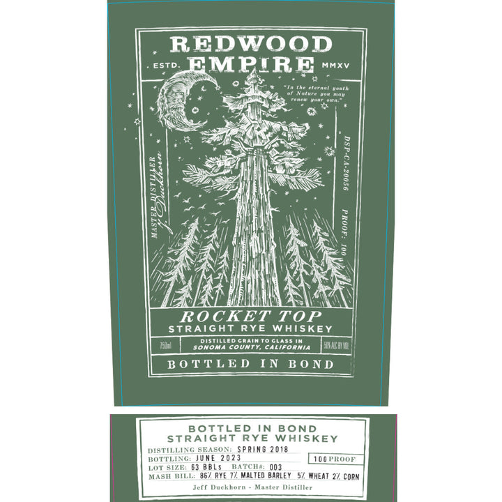 Redwood Empire Rocket Top Straight Rye Batch 003 - Goro's Liquor