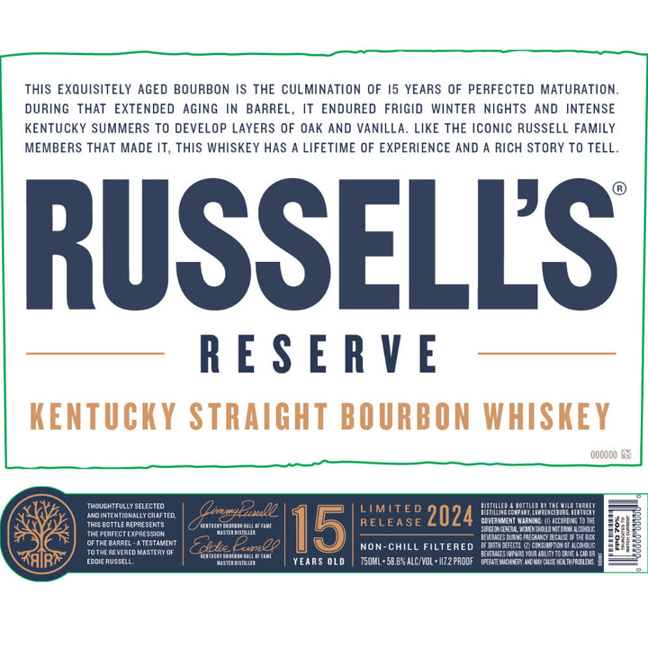 Russell’s Reserve 15 Year Old Bourbon 2024 Release - BuyMyLiquor.com