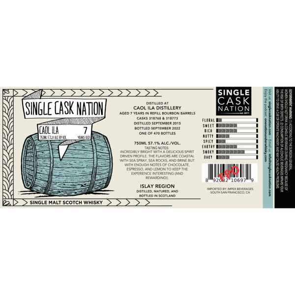 Single Cask Nation 7 Year Old Caol Ila 2015 - Goro's Liquor