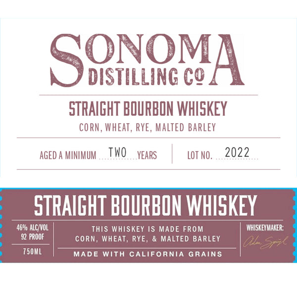 Sonoma Distilling Straight Bourbon Whiskey - Goro's Liquor