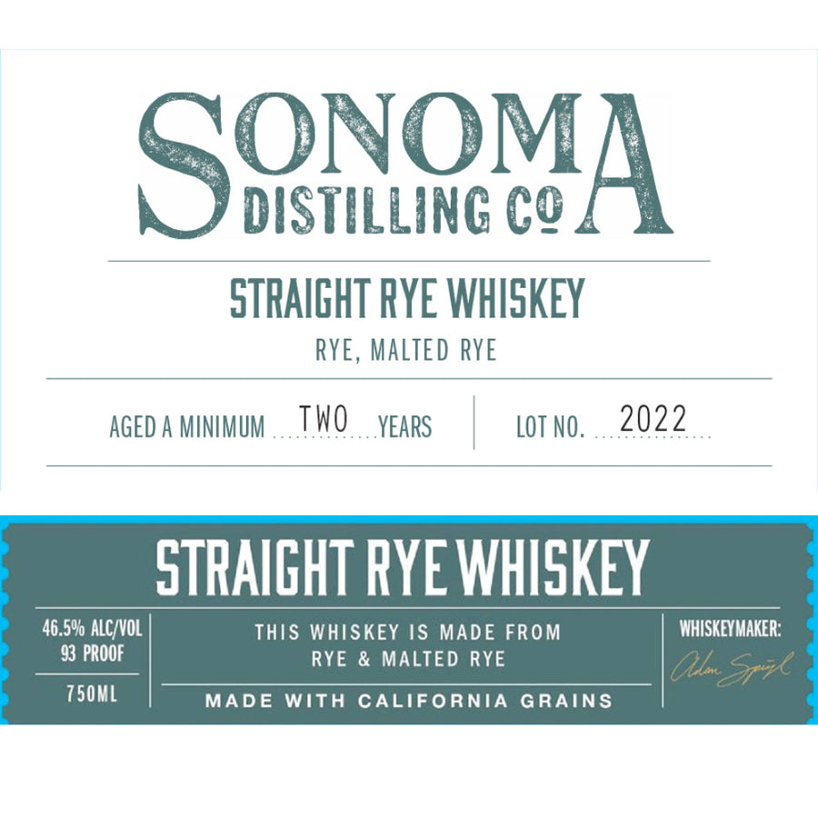 Sonoma Distilling Straight Rye Whiskey - Goro's Liquor