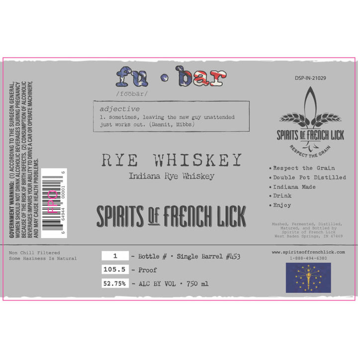 Spirits of French Lick Fu-Bar Indiana Rye - Goro's Liquor