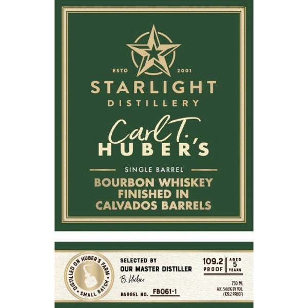 Starlight 5 Year Old Carl T. Huber Bourbon Finished in Calvados Barrels - Goro's Liquor