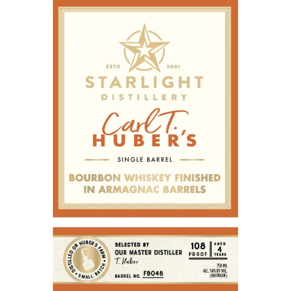 Starlight Carl T. Huber's Bourbon Finished in Armagnac Barrels - Goro's Liquor