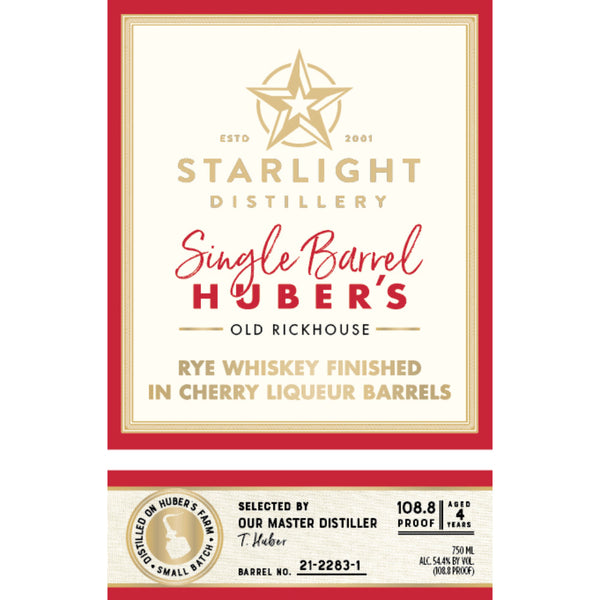 Starlight Huber’s Rye Finished in Cherry Liqueur Barrels - Goro's Liquor