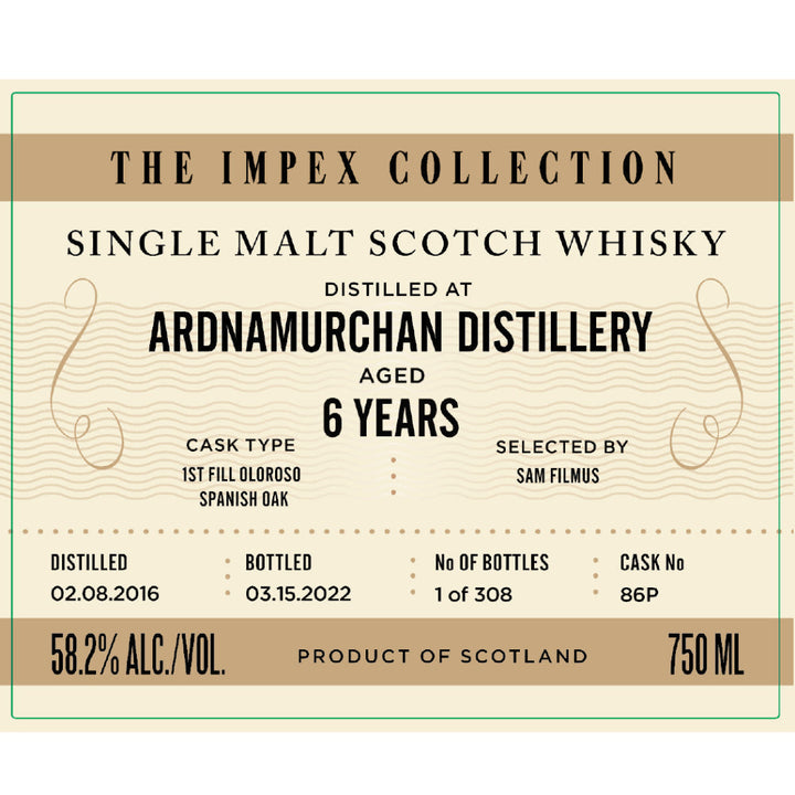 The ImpEx Collection Ardnamurchan Distillery 6 Year Old - Goro's Liquor